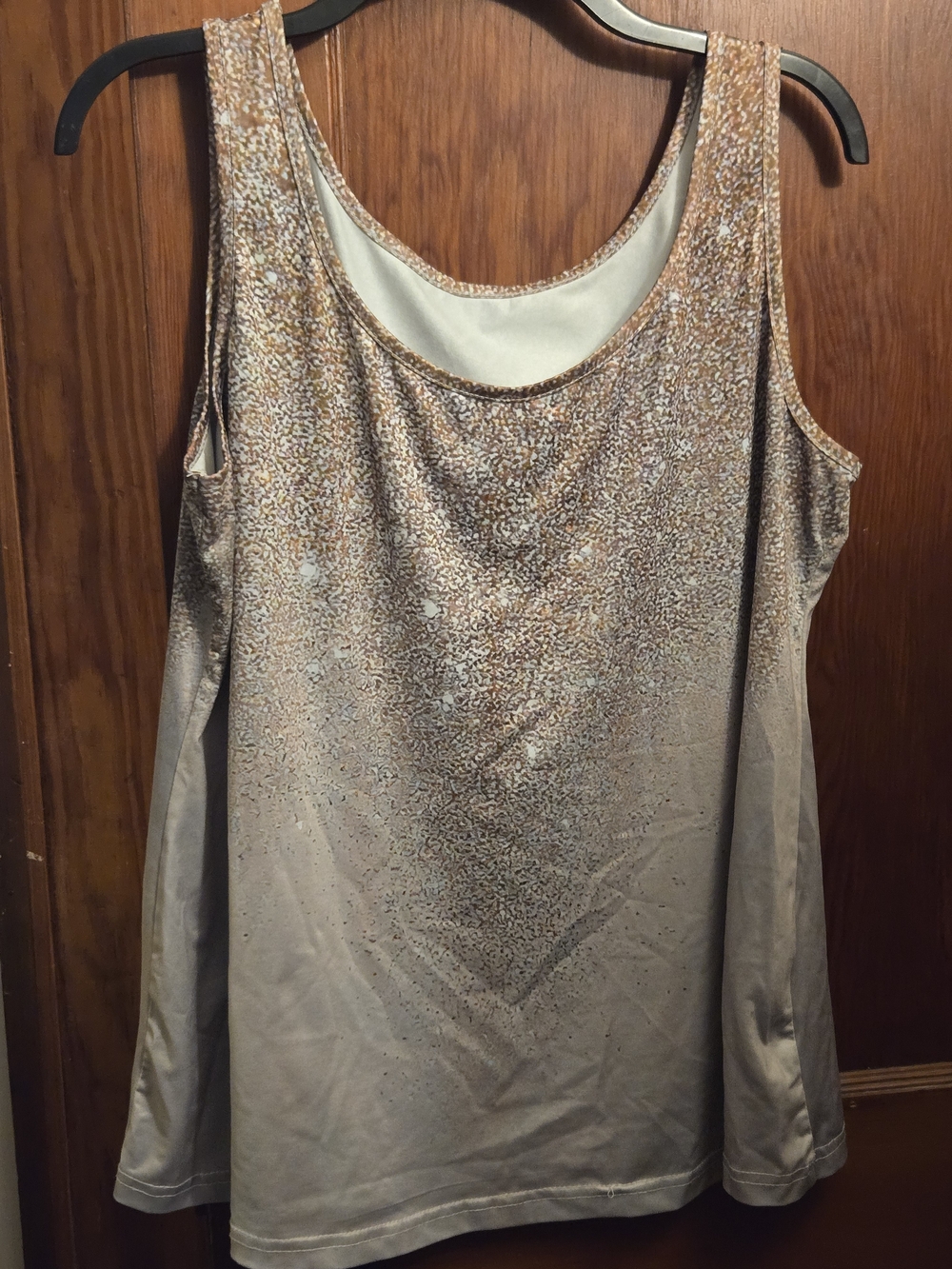 Metallic Taupe Ombre Scoop Neck Tank Top